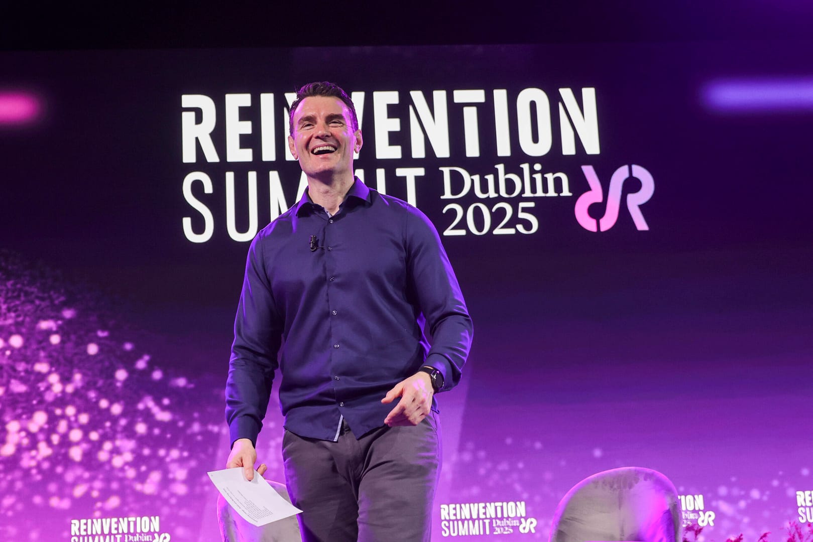 Aidan McCullen on stage at the Reinvention Summit Dublin 2025